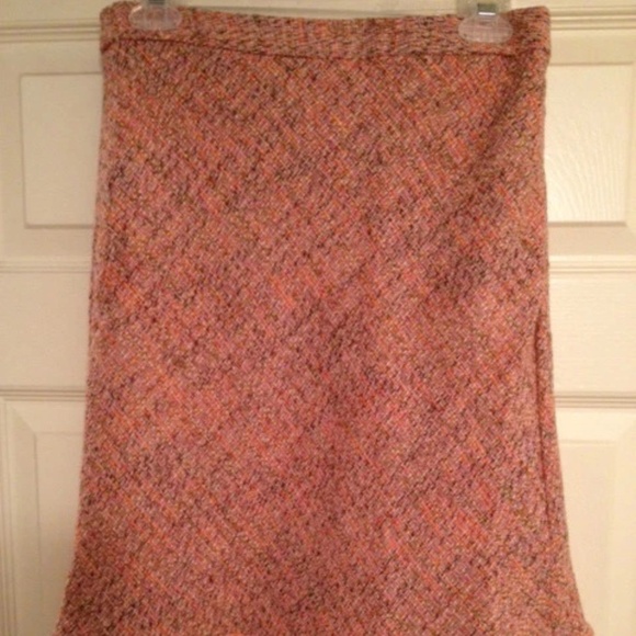 GAP TWILL TWEED PINK WOOL SKIRT with VELVET TRIM size 2 - Picture 2 of 2